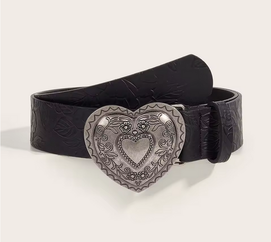 Heart Buckle Black Belt
