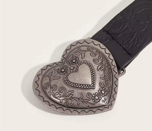 Heart Buckle Black Belt